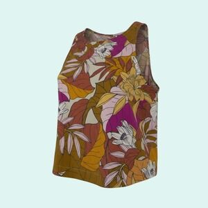 Ana Women's Small Multicolor Tropical Floral Sleeveless Tank Top Keyhole